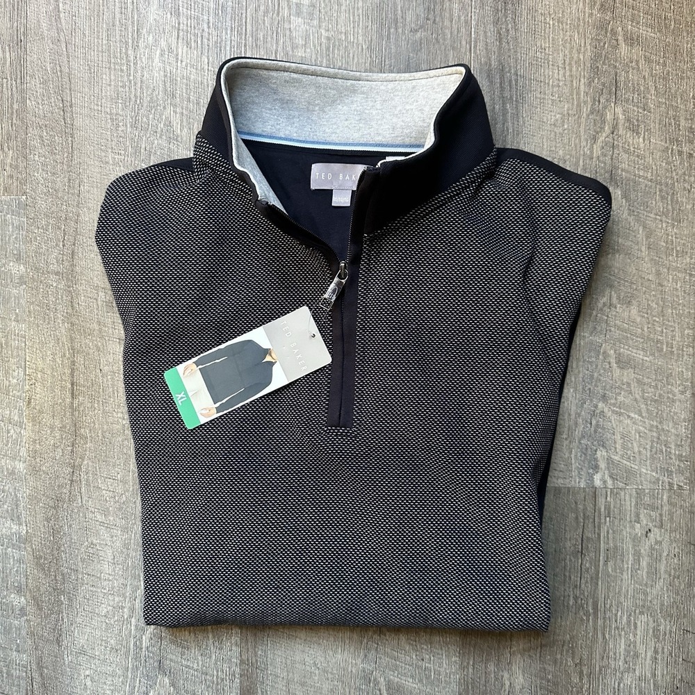 NEW Ted Baker Quarter Zip Men's Textured Pullover NWT Size M‎